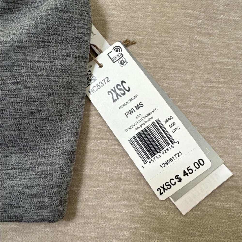 Adidas Sports Bra New Size XXS Gray - Picture 3 of 6